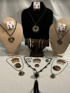 Vintage Cloisonné Jewelry Collection | Floral Enamel Necklaces Bangles Pendants